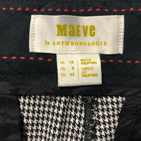 Anthropologie Maeve Slim Kick Houndstooth Print Cropped Pants - Picture 6 of 9